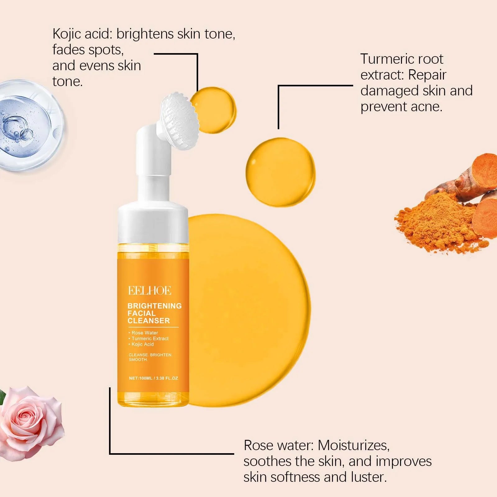 EELHOE Turmeric Facial Cleanser – Oil Control & Pore Care